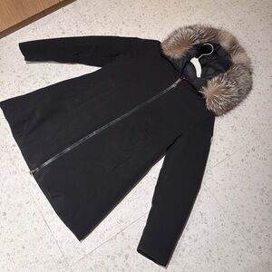 Moncler Black Jacket with Fur Trim